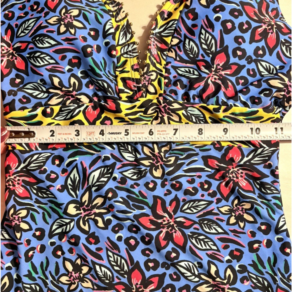 F&F One Piece Swimsuit Colorful Floral Animal Print Gold Stud Bathing Suit US 6 - Picture 13 of 14